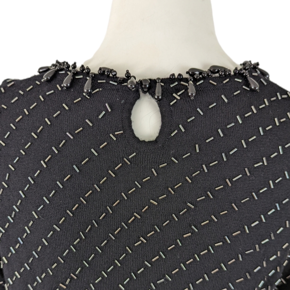 Vintage 90s Beaded Blouse Top Valerie Stevens Evening Black Women's Small - Picture 7 of 11